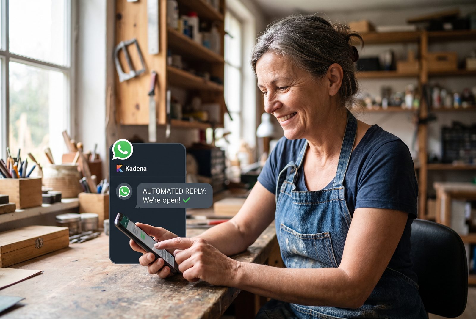 Negocio respondiendo preguntas frecuentes automáticamente por WhatsApp